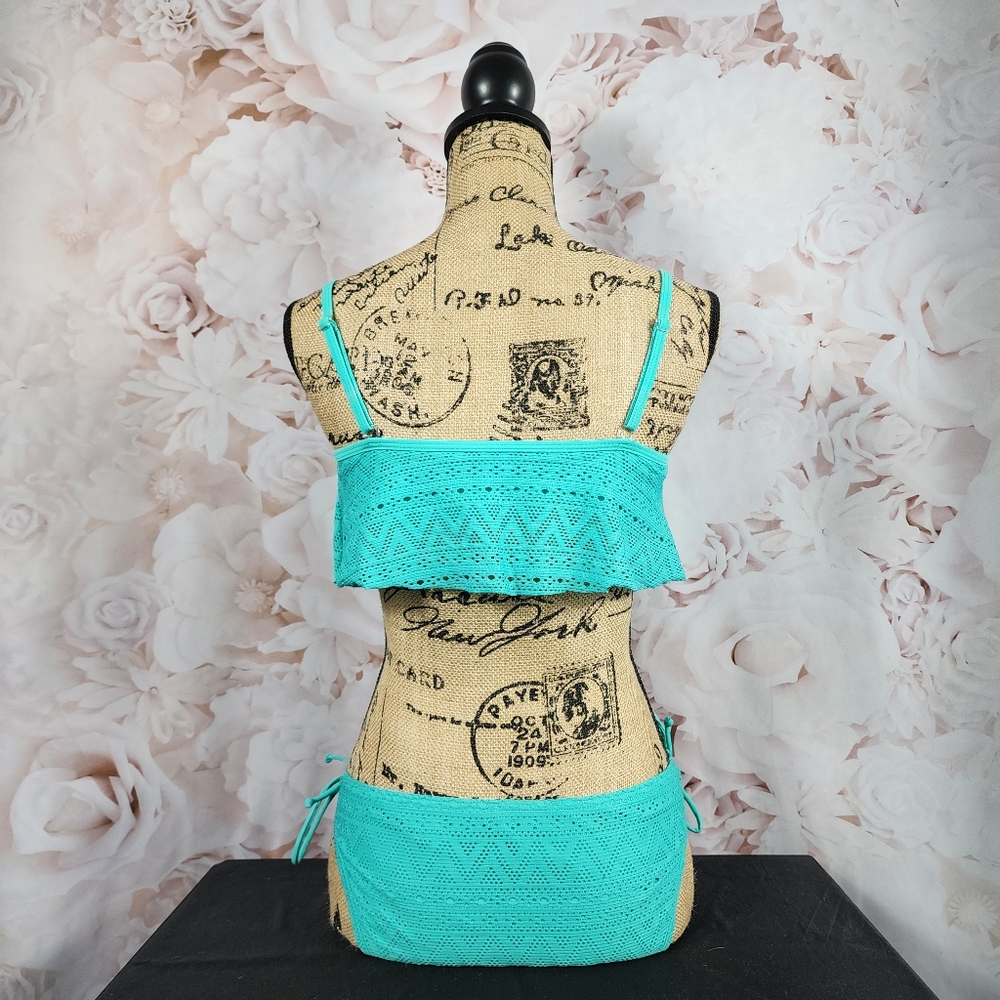 Turquoise Ruffle Flounce Matching Bikini Set - Picture 5 of 9